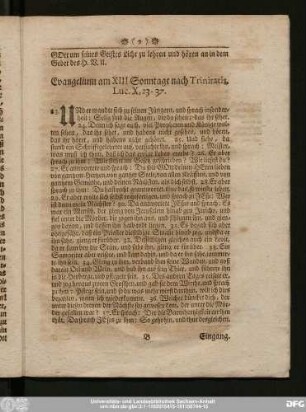 Evangelium am XIII Sonntage nach Trinitatis, Luc. X, 23-37.