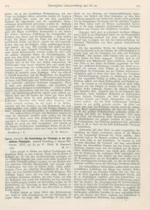 773-775 [Rezension] Caird, Edward, Die Entwicklung der Theologie in der griechischen Philosophie