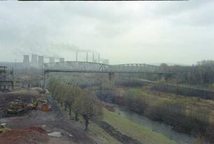 Hochbrücke, Tiefbrücke, Neiße, Kraftwerk Turów, von SW
