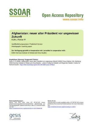 Afghanistan: neuer alter Präsident vor ungewisser Zukunft