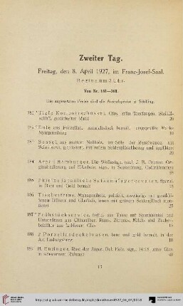 Zweiter Tag: Freitag, den 8. April 1927 (Nr. 181-360)