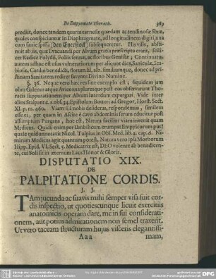 Disputatio XIX. De Palpitatione Cordis
