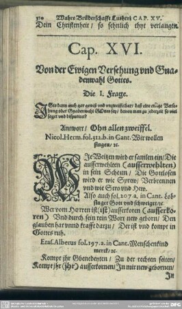 Cap. XVI. Von der Ewigen Versehung und Gnadenwahl Gottes