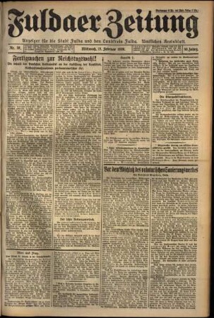 Erste Ausgabe vom Mittwoch, den 15. Februar 1928.