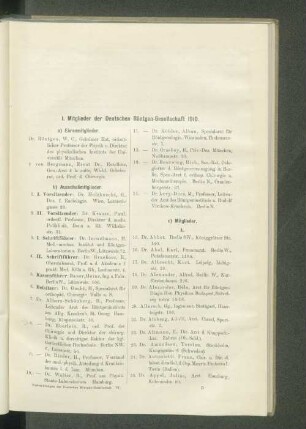 I. Mitglieder der Deutschen Röntgen-Gesellschaft 1910.