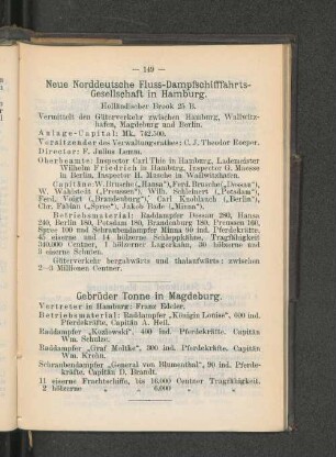 Neue Norddeutsche Fluss-Dampfschifffahrts-Gesellschaft in Hamburg.