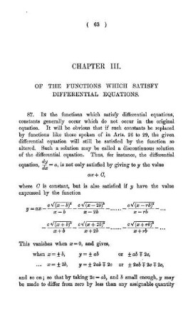 Chapter III. Of the Functions which satisfy differential Equations.