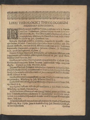Libri Theologici Theologorum Augustanae Confessionis.