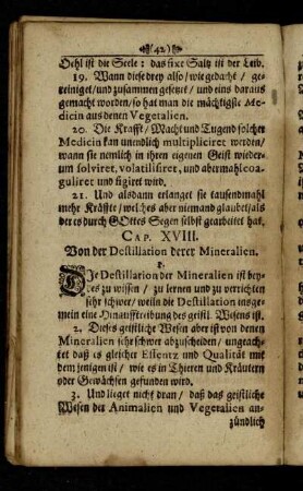 Cap. XVIII. Von der Destillation derer Mineralien