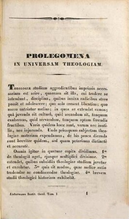 Institutiones theologicae, 1. Complectens prolegomena in universam theologiam et demonstrationem religionis christianae