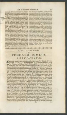 Locus Decimus De Peccato Hominis.
