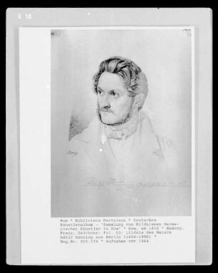 Deutsches Künstleralbum: Sammlung von Bildnissen Germanischer Künstler in Rom — fol. 52: Bildnis des Malers Adolf Henning aus Berlin (1809-1900)