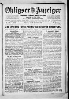 Ohligser Anzeiger : Ohligser Zeitung und Tageblatt ; einzige in Ohligs erscheinende Tageszeitung