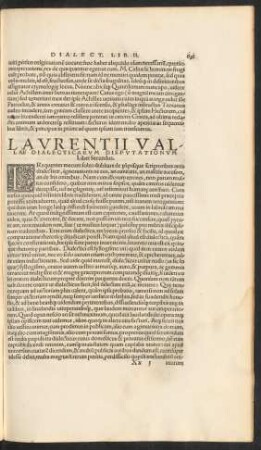 Laurentii Vallae ... Liber Secundus.