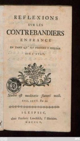 Reflexions Svr Les Contrebandiers En France En Tant Qv'Ils Peuvent Y Influer Sur L'Etat