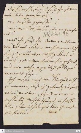 Brief von August Hermann Francke an Elisabeth Margaretha Francke.