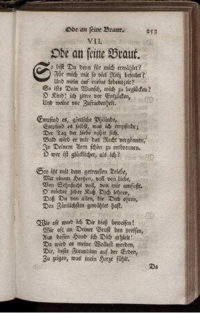 VII. Ode an seine Braut.