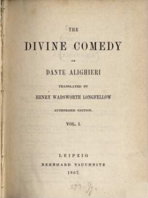 The Divine Comedy of Dante Alighieri. 1