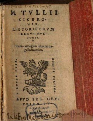 M. Tvllii Ciceronis Rhetoricorvm ... Tomvs, 2