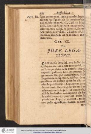 Pars III. Caput XX. De Jure Legationis