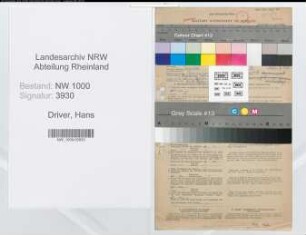 Entnazifizierung Hans Driver, geb. 18.01.1895 (Beamter)