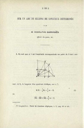 Sur un arc de ellipse de longueur determiniée.