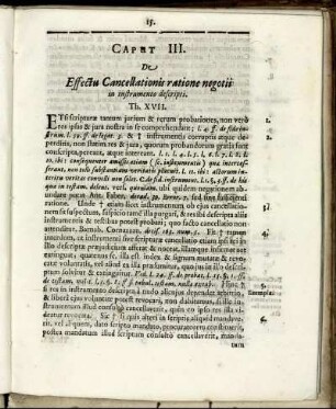 Caput III. De Effectu Cancellationis ratione negotii in instrumento descripti.