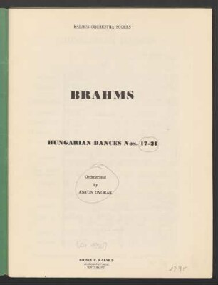 Hungarian Dances Nos. 17-21