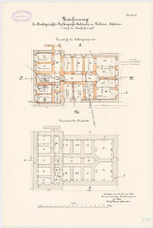 Amtsgerichtsgefängnis, Liebau: Grundriss Bankette, Keller 1:100