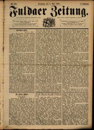 Ausgabe vom Samstag, den 03. Mai 1890.