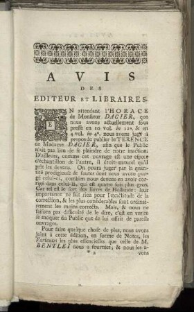 Avis Des Editeur Et Libraires.