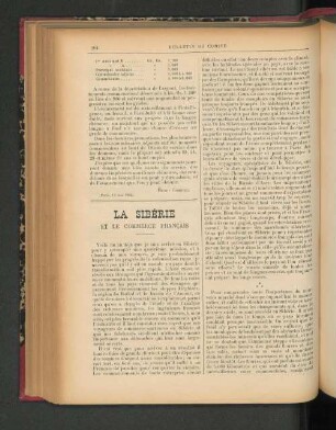 La Sibérie. Et le Commerce Francais.