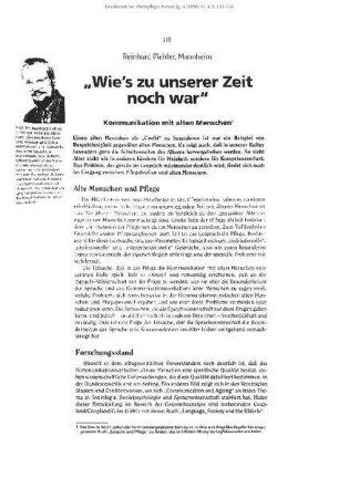 "Wie's zu unserer Zeit noch war". Kommunikation mit alten Menschen
