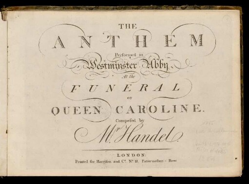 The anthem, funeral of Queen Caroline : performed in Westminster Abby at the funeral of Queen Caroline