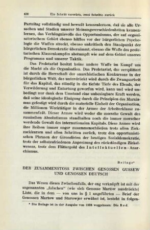 Beilage Der Zusammenstoss Zwischen Genossen Gussew Und Genossen Deutsch
