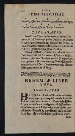 Nehemiæ Liber Unus.