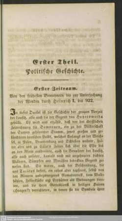Erster Theil. Politische Geschichte