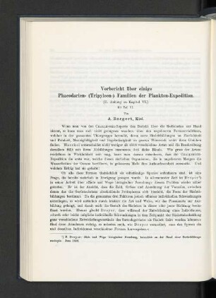 Vorbericht über einige Phaeodarien- (Tripyleen-) Familien der Plankton-Expedition. (II. Anhang zu Kapitel VI.)