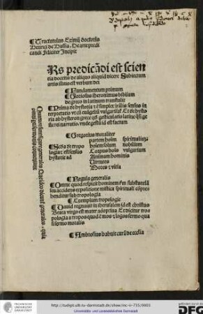 Tractatulus eximii doctoris Henrici de Hassia de arte predicandi feliciter incipit.