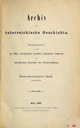 Archiv für österreichische Geschichte. 83. 1897