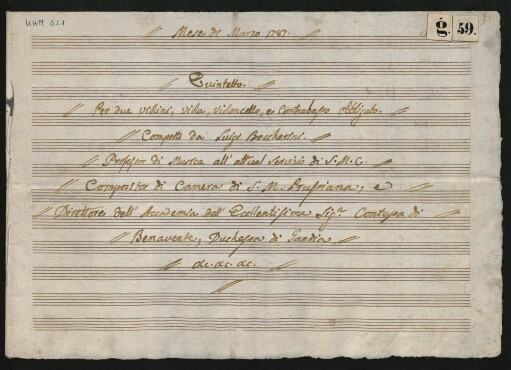 Quintette; vl (2), vla, vlc, cb; D-Dur; G 339; op.39,3