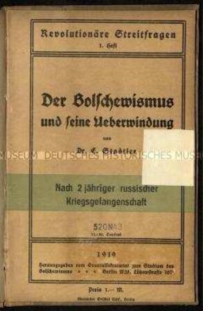 Vortrag des deutschen Politikers Eduard Stadtler vom 1. November 1918 in der Philharmonie Berlin über den Bolschewismus