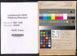 Entnazifizierung Franz Wolff , geb. 27.02.1901 (Lehrer)