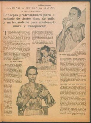 Consejos profesionales para el cuidado de ciertos tipos de cutis, y un tratamiento para mantenerlo suave y transparente : Una clase de belleza por semana