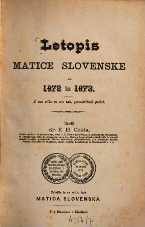 Letopis Matice Slovenske. 1872/73