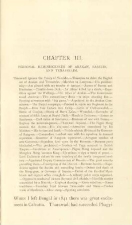 Chapter III. Personal reminiscences of Arakan, Bassein, and Tenasserim