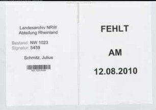 Entnazifizierung Julius Schmitz , geb. 00.00.0000 ()