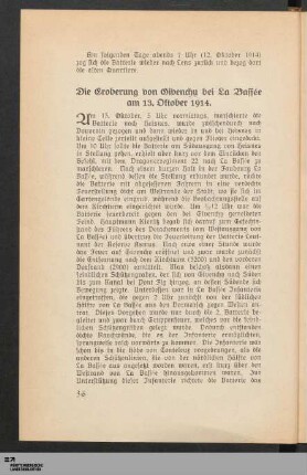 Die Eroberung von Givenchy bei La Bassée am 13. Oktober 1914