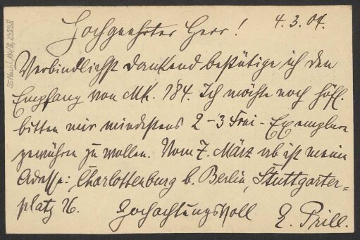 Brief an B. Schott's Söhne : 04.03.1904