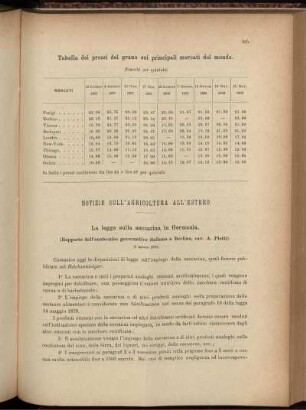 Notizie sull'agricoltura all'estero.